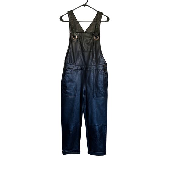 Anthropologie 100% Leather Overall Pants - Picture 1 of 4